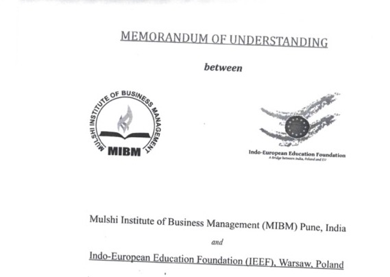 MOU signed with Mulshi Institute of Business Management (MIBM) Pune, India