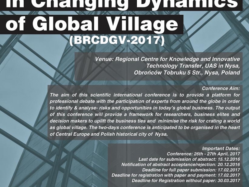 International Conference on Business Risk in Changing Dynamics of Global Village, (BRCDGV-2017)