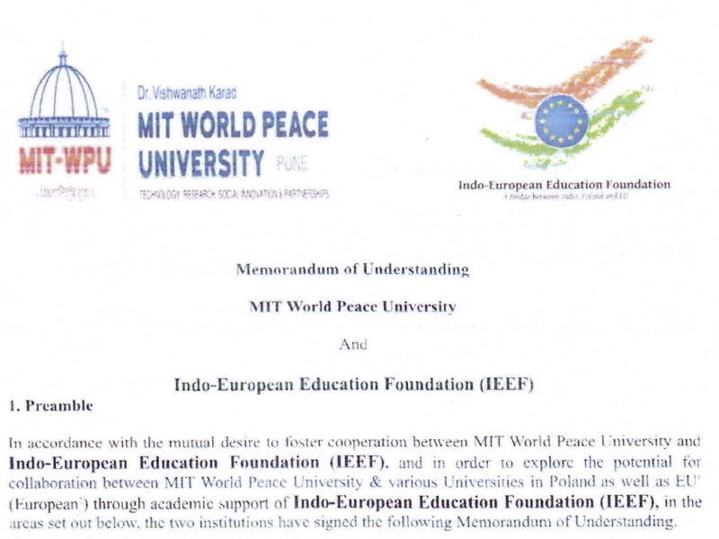MOU with MIT World Peace University, Pune