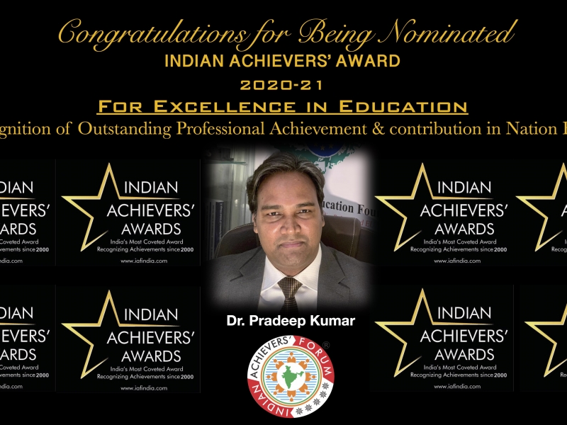 Being Nominated for INDIAN ACHIEVERS AWARD (2020-21)