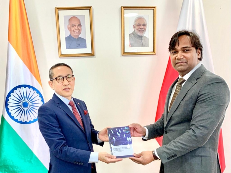 Presented a book to the Ambassador of India, H.E. Mr. Tsewang Namgyal